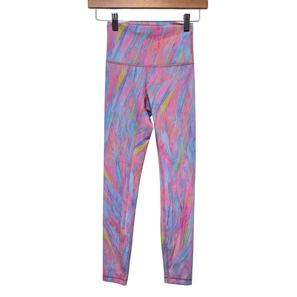 Lululemon Wunder Train HR Tight Size 2 Prism Marble 25" Athleisure Yoga Stretch